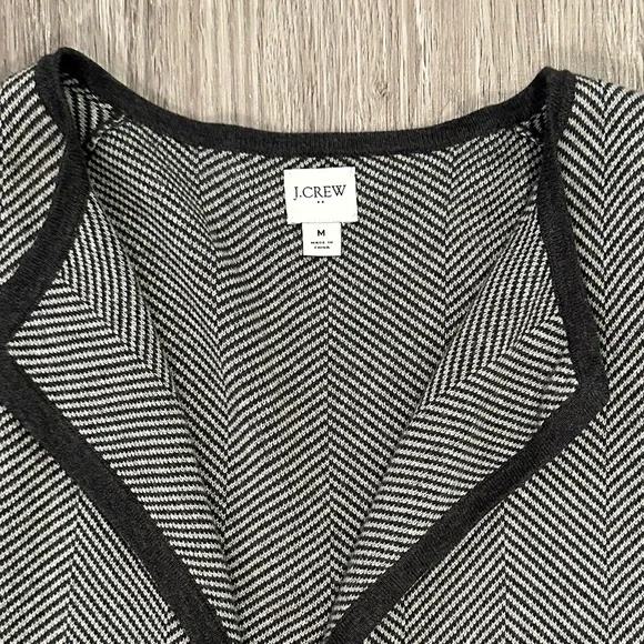 J. Crew Factory Vanessa Sweater Jacket Black and White Herringbone Open Cardigan - Picture 10 of 12
